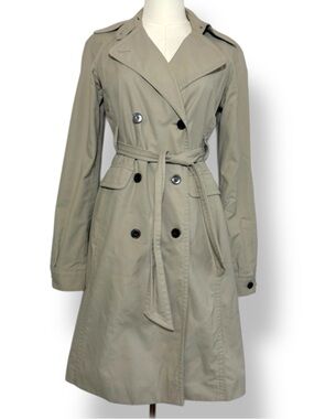 Jacob Trench Coat Classic Midi Beige Tan Size Small